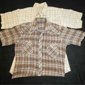 Vintage Pearl Snap Shirt Men’s Small Short Sleeve 2 Lot NO Brand Western Rodeo